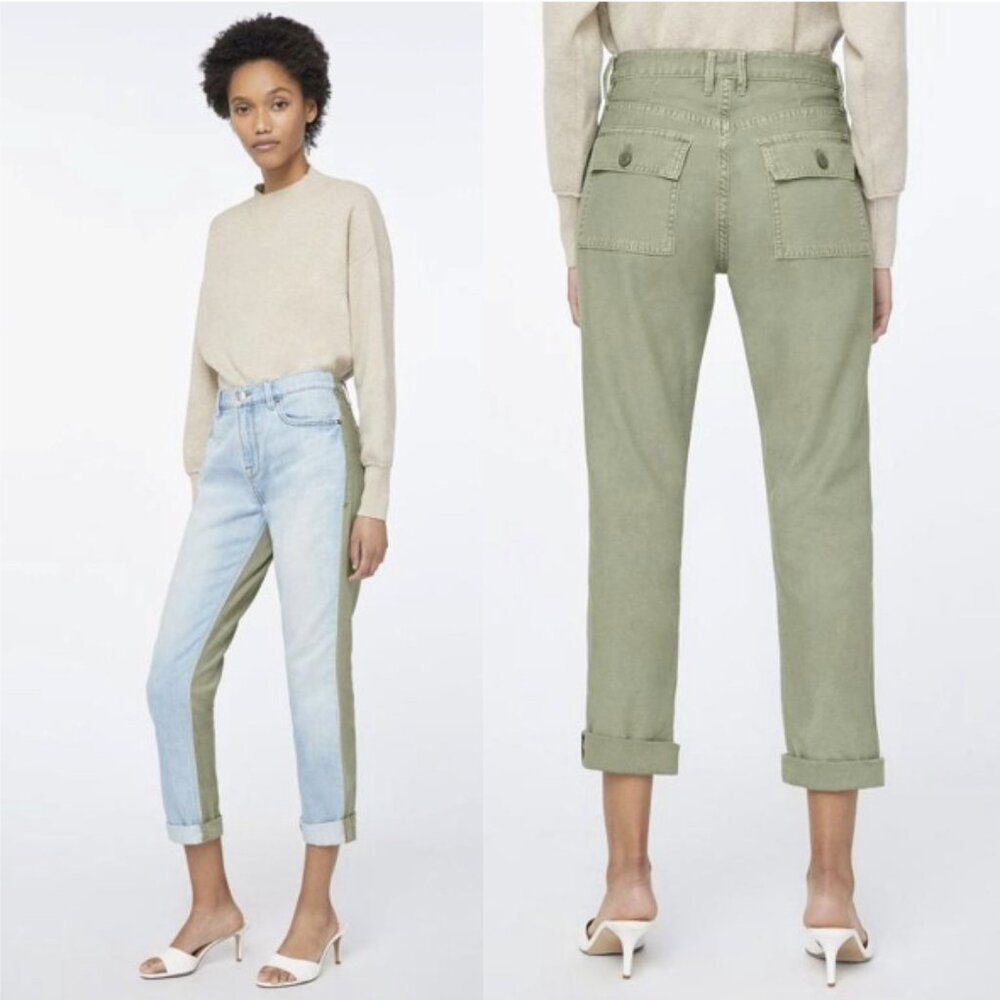 FRAME Le Beau Cargo Pants Boyfriend Fit Canteburry Two Toned Blue Green Size 26 - Picture 1 of 9